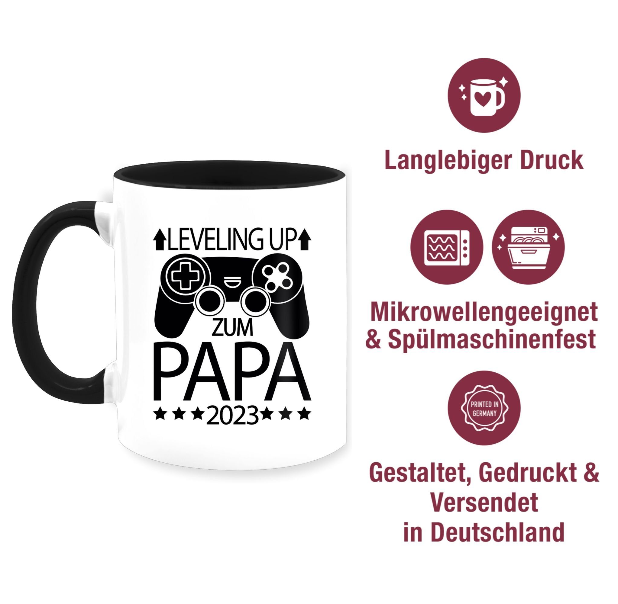 Keramik, up Schwarz Tasse Kaffeetasse Papa Geschenk Controller 2023 1 mit Vatertag Shirtracer Leveling schwarz, - zum