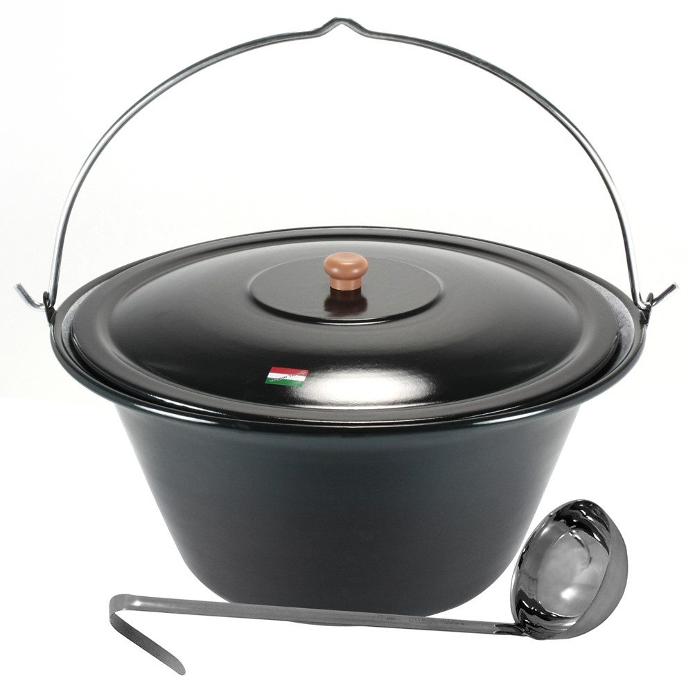 Grillplanet Holzkohlegrill Grillplanet® Gulaschkessel 30 Liter Deckel und Schöpfkelle