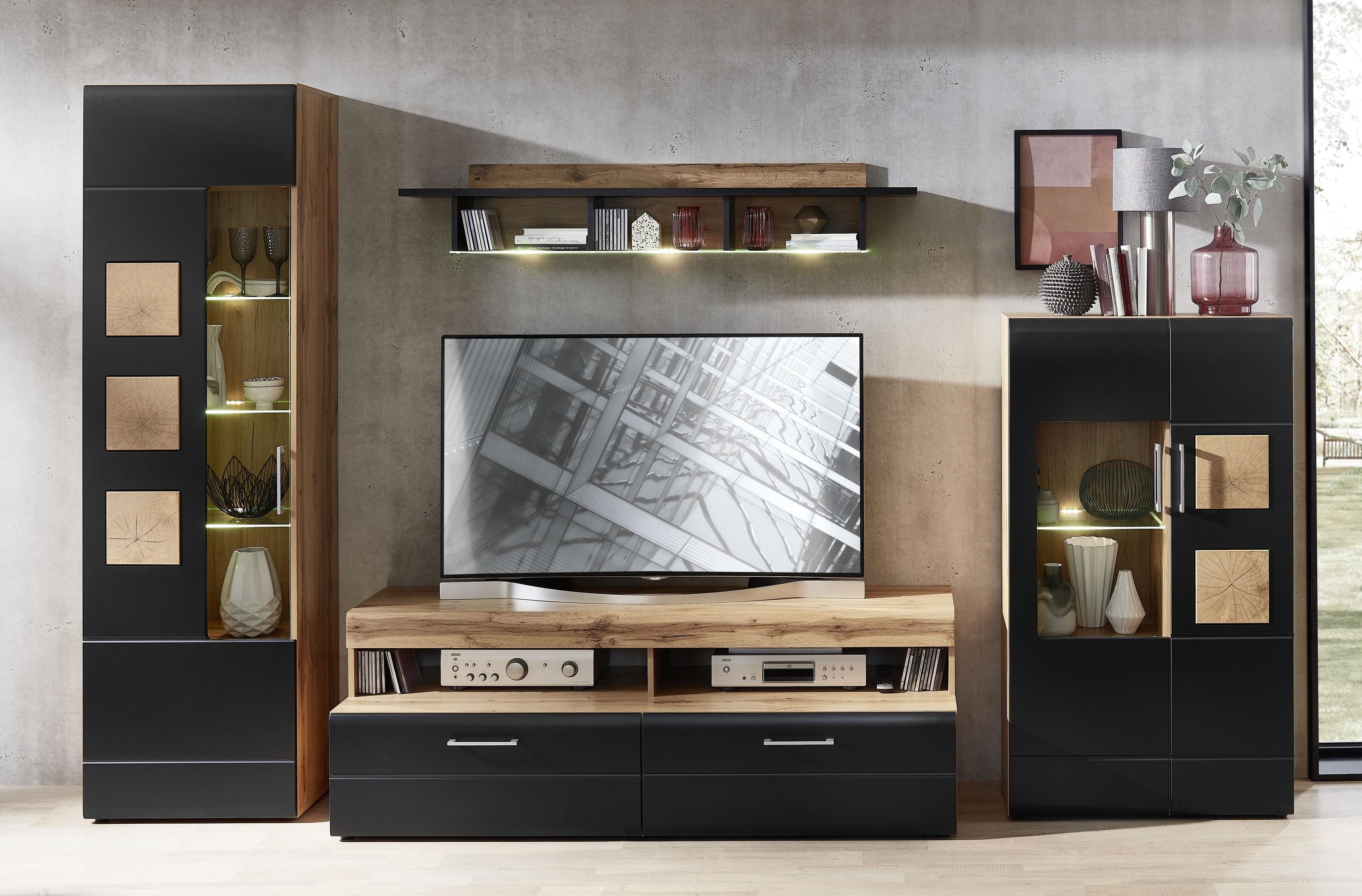 Innostyle Wohnwand 340 x 208 x 52 cm (B/H/T), (4-St)