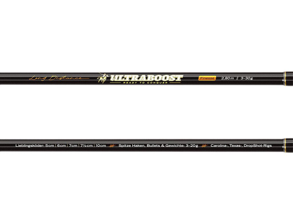 Lieblingsköder Spinnrute ULTRABOOST Finesse 2,80 m - 3 bis 30 g, (2-tlg., Lieblingsköder Rutenschutz), Geeignet für kleine SpinMads, Gummifische und sämtliche Finesse-Rigs