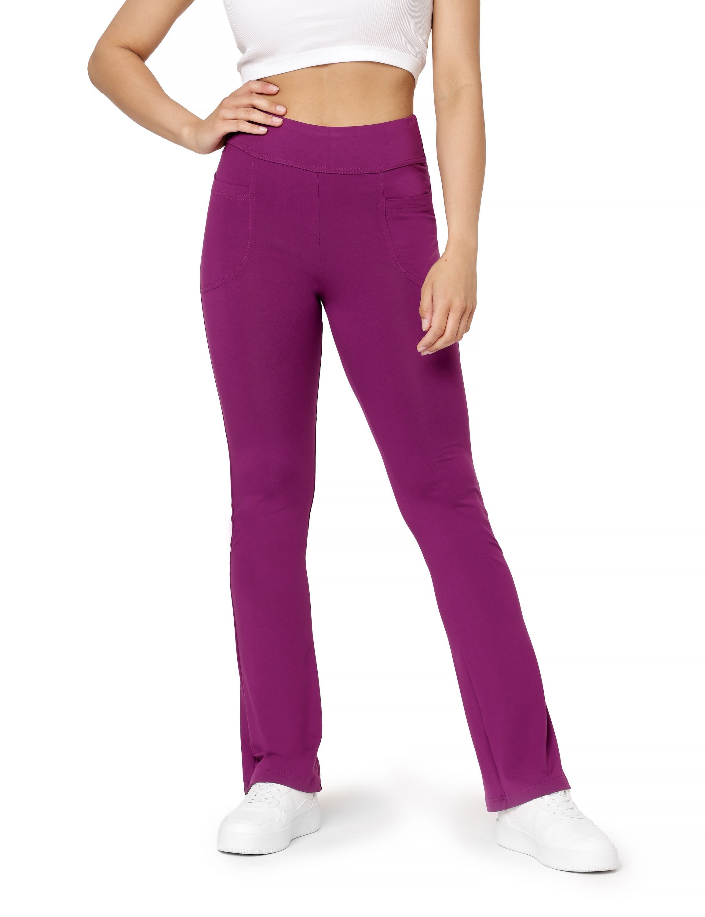 Leggings Damen Yogahose mit ausgestelltem Bein und Taschen BLV50-282