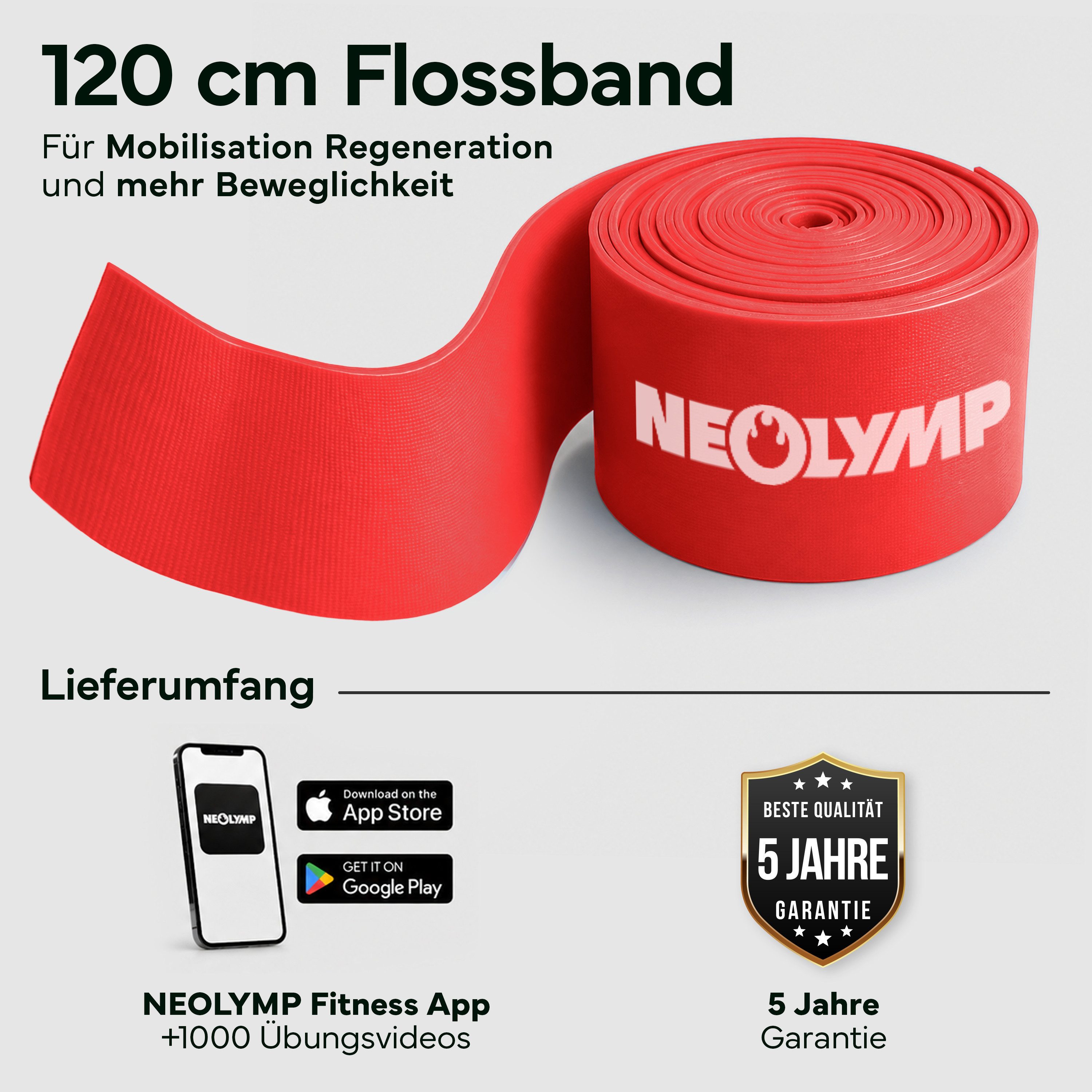 NEOLYMP Flossband für mehr Beweglichkeit, Mobilität & Regeneration - reißfestes TPE, Flossing Band gezielte Kompression für Gelenke & Physiotherapie