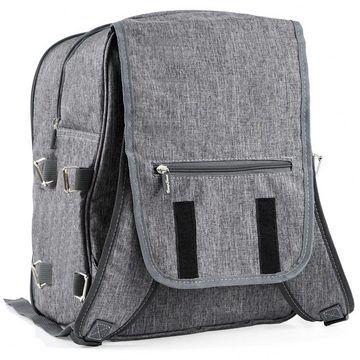 CampFeuer Freizeitrucksack Picknickrucksack für 4 Personen, Picknickset 32-teilig, grau