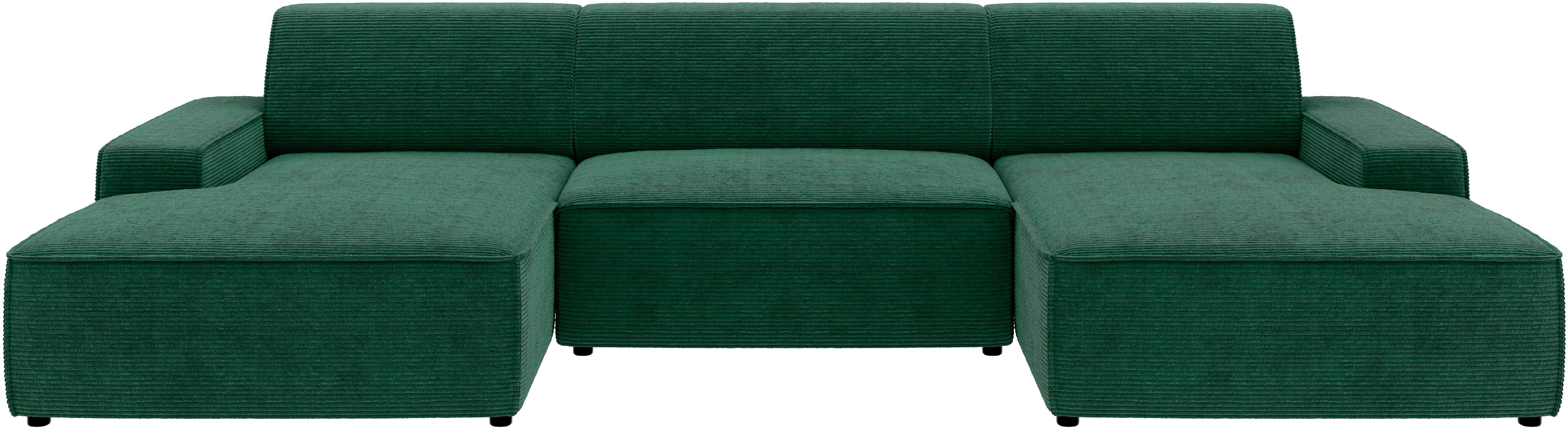 TRENDMANUFAKTUR Wohnlandschaft Graz, wahlweise mit Sitzvorschub und Bettkasten, U-Form, Breite 329 cm, in Cord-, haustierfreundlichem LEO Struktur- oder LUMOS-3D-Bezug