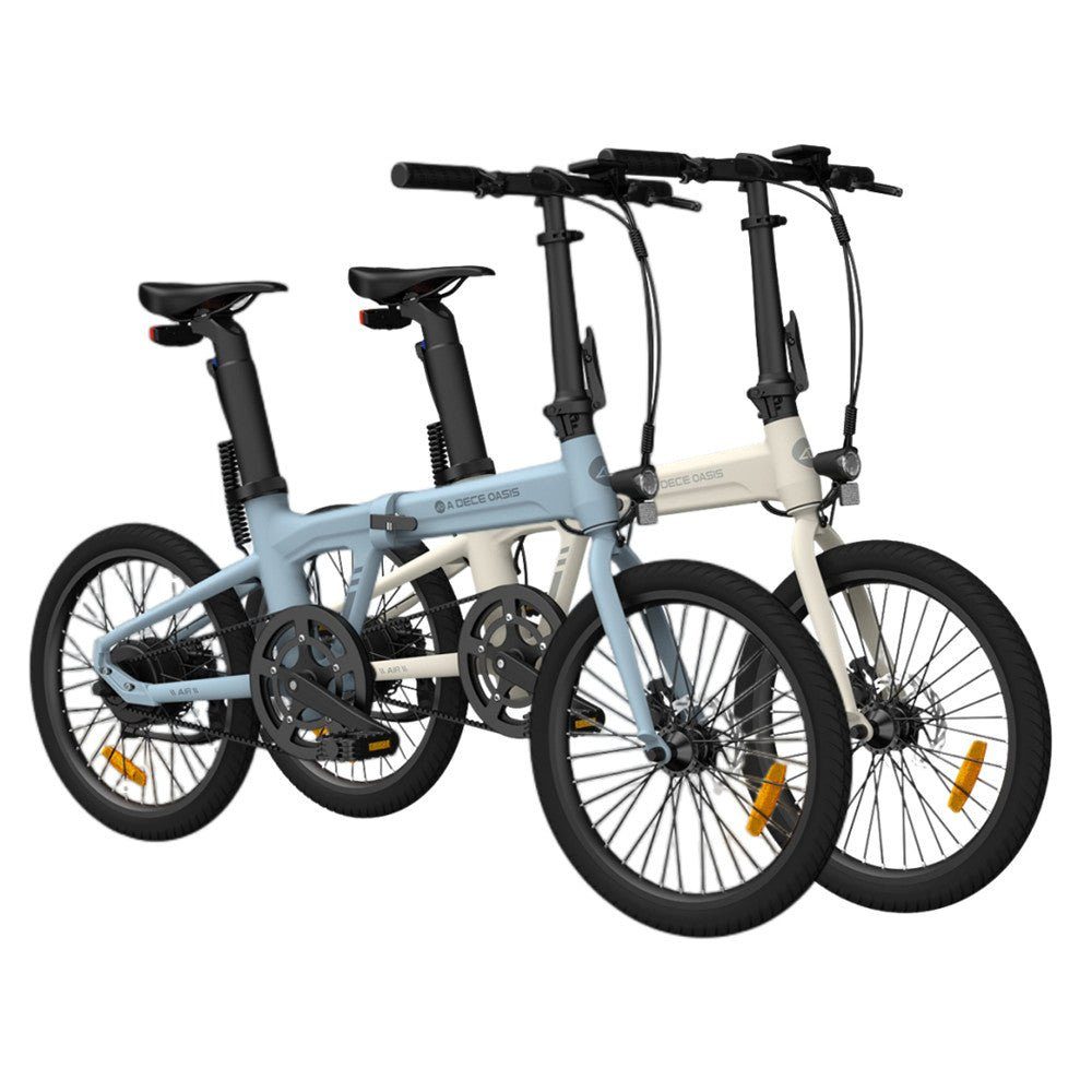 ADO E-Bike 2*Air 20 Faltrad E-Fahrrad Ultraleichtgewicht 17,5 KG,Riemenantrieb, 1 Gang, Heckmotor, ebike Damen/Herren,StVZO( mit Akku-Ladegerät,Handyhalter) Blau+Grau
