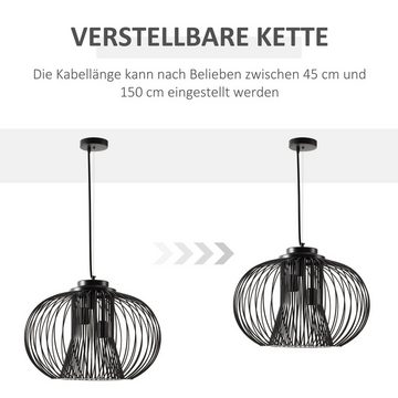 HOMCOM Pendelleuchte Pendelleuchte, Pendelleuchte Hängelampe E27 einstellbare Länge Industrie Stil Schwarz