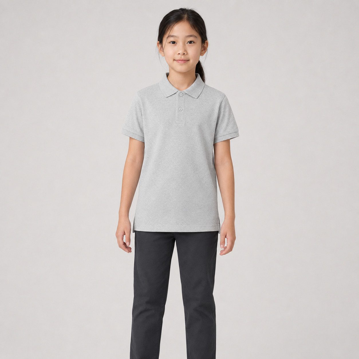 Sitztgut Poloshirt Kinder Polo-Shirt aus Bio-Baumwolle (1-tlg) Seitenschlitze, verlängertes Rückenteil und Transfer-Necklabel