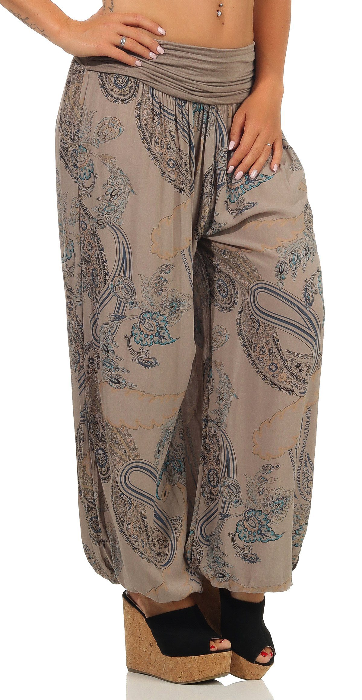 malito more than fashion Haremshose malito Damen Aladinhose mit Print, Haremshose zum Tanzen, Pumphose Pluderhose mit All-Over-Print