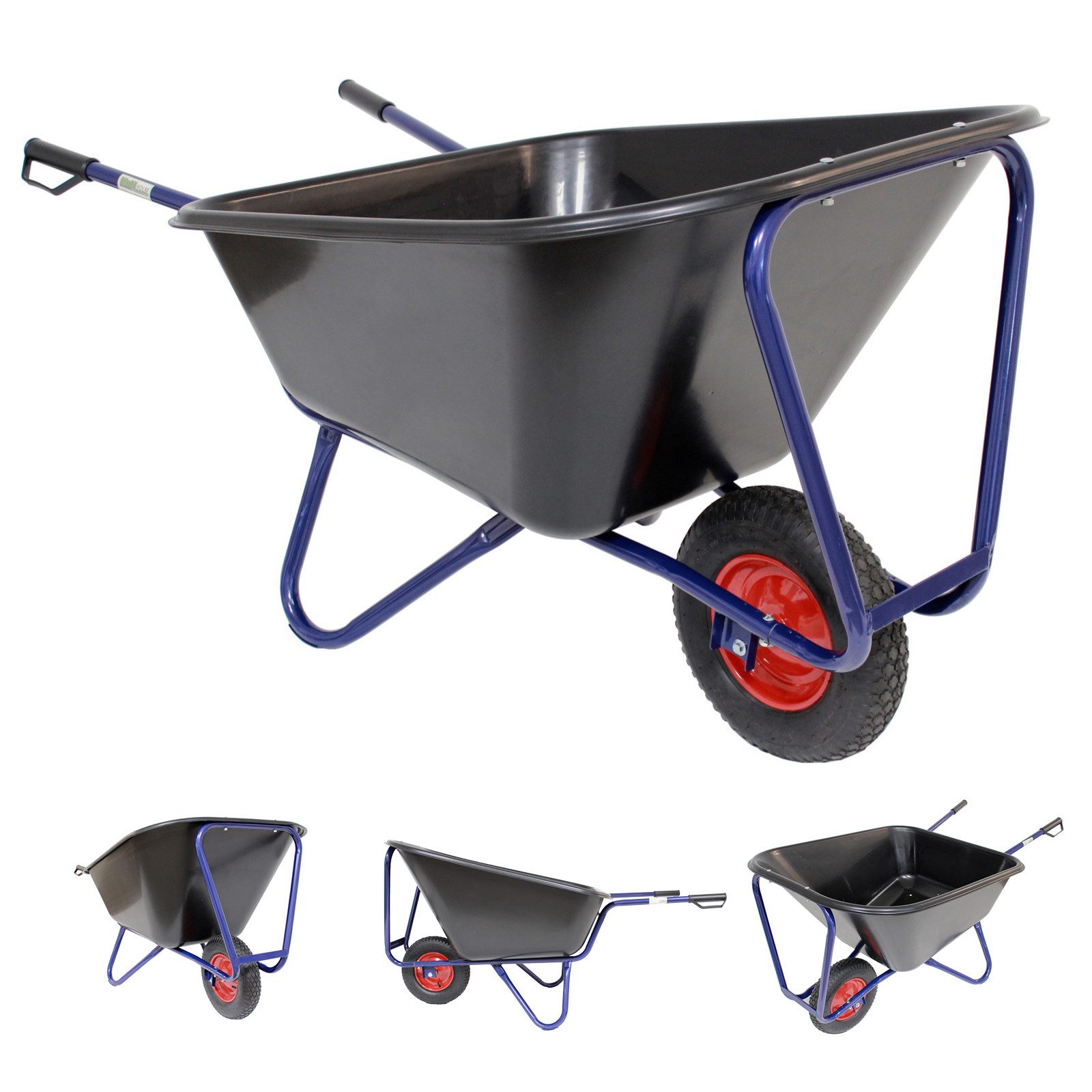 TRUTZHOLM Schubkarre 1-Rad XXL 290 L 300 kg Luftrad Metallfelge Kunststoffmulde schwarz, (Einzeln, 1-tlg), stabiles Stahlgestell