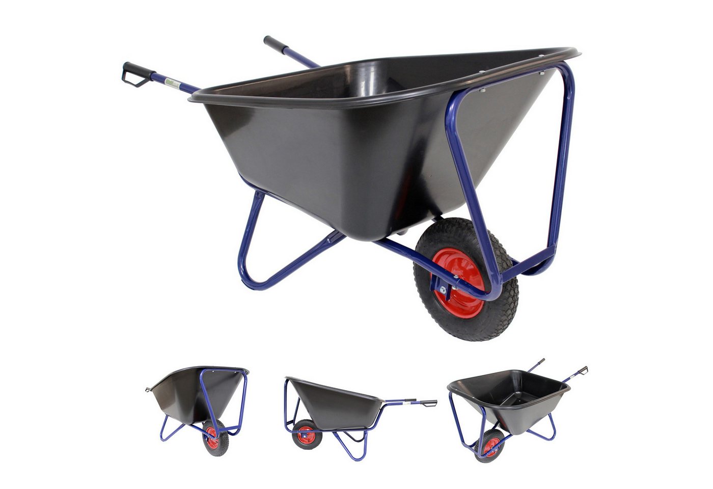 TRUTZHOLM Schubkarre 1-Rad XXL 290 L 300 kg Luftrad Metallfelge Kunststoffmulde schwarz, (Einzeln, 1-tlg), stabiles Stahlgestell
