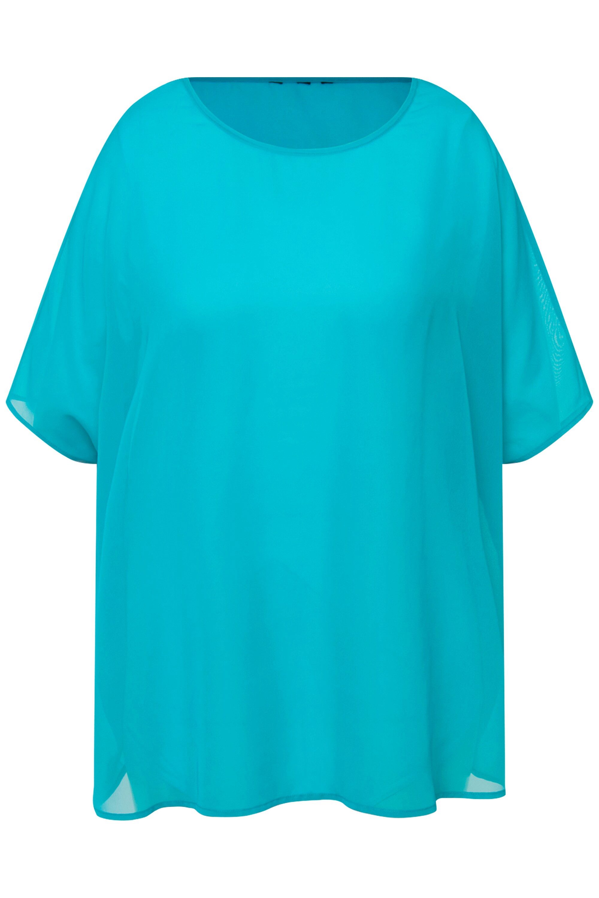 Ulla Popken Druckbluse Chiffonbluse Oversized Rundhals günstig online kaufen