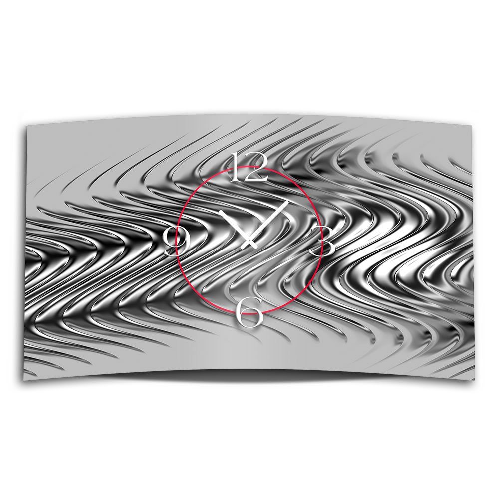dixtime Wanduhr Abstrakt metallic grau Designer Wanduhr modernes Wanduhren Design (Einzigartige 3D-Optik aus 4mm Alu-Dibond)