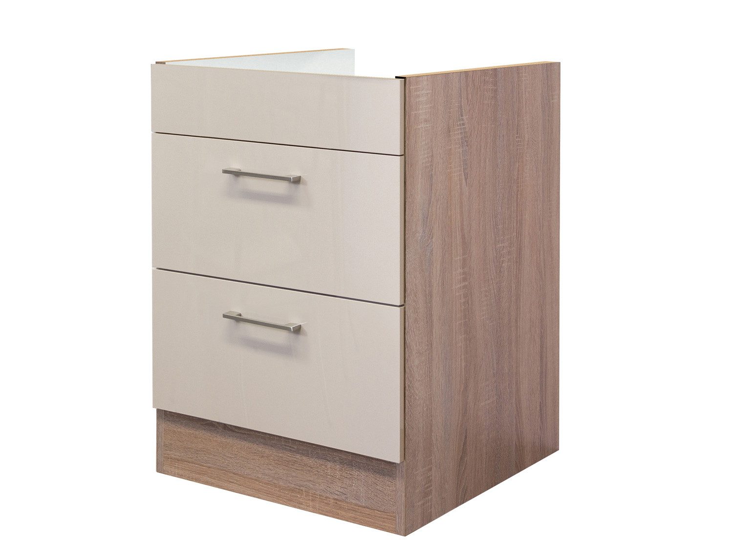 Flex-Well Auszugsunterschrank Kochstellenauszugsschrank - 60 cm breit - Kaschmir Glanz Sonoma Eiche