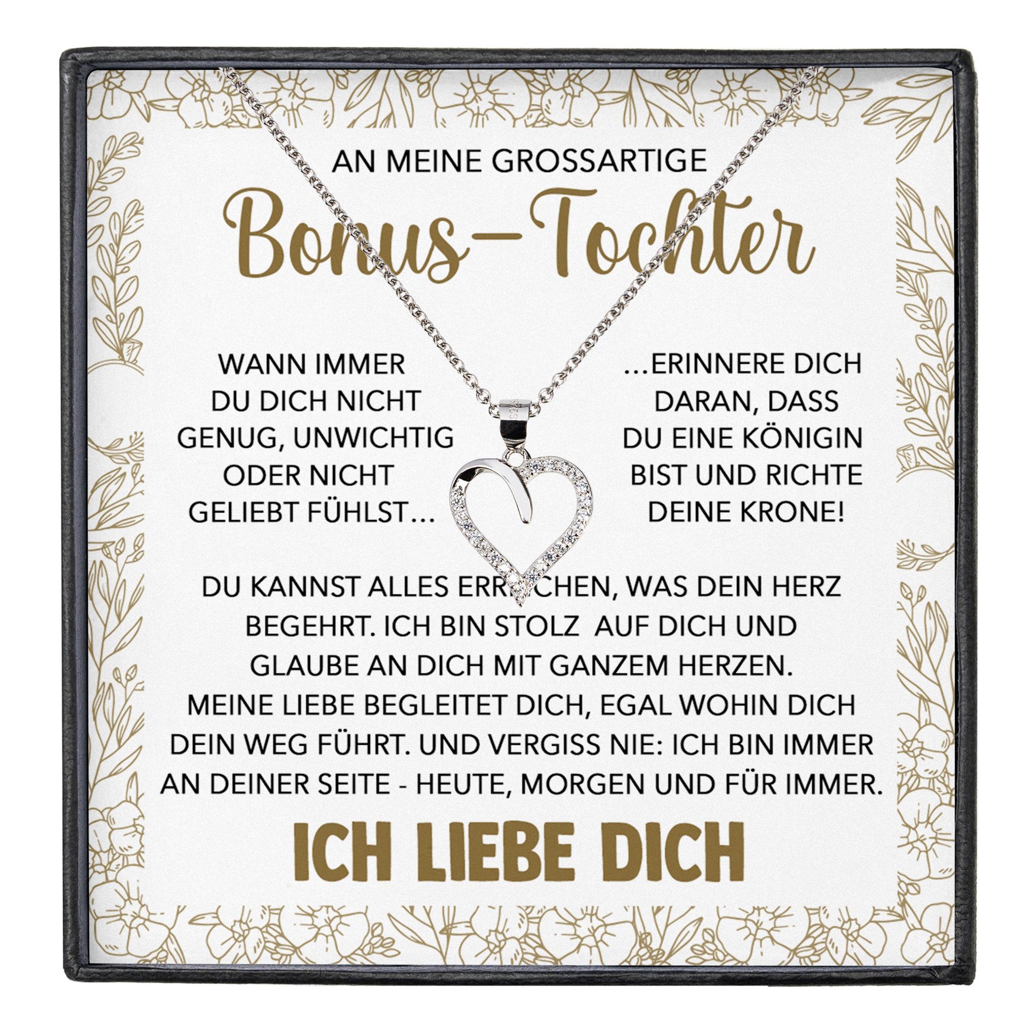 Schmuckset Stieftochter Geschenk Bonus-Tochter Mädchen Herz Halskette Frauen