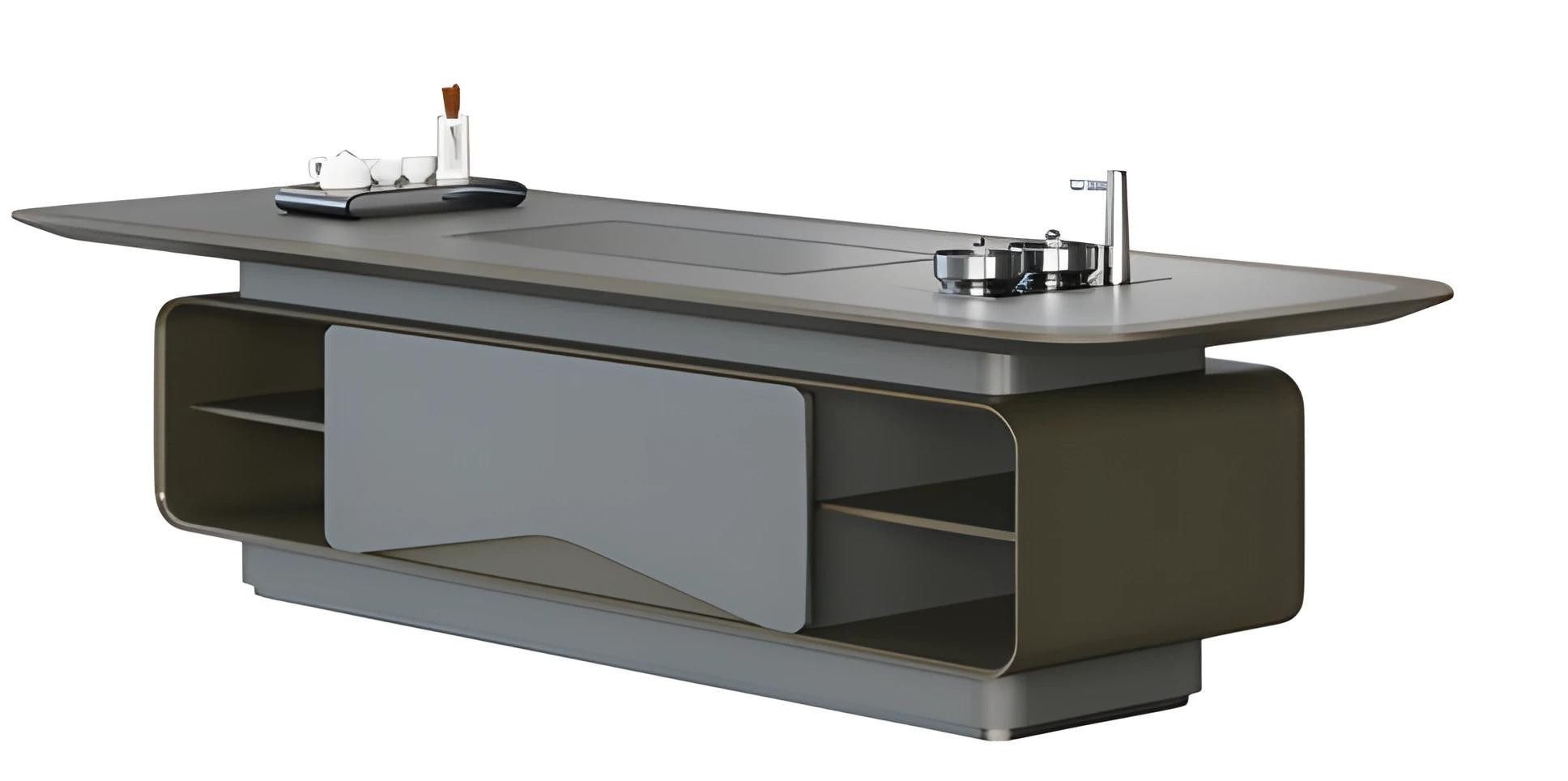 Xlmoebel Kücheninsel Catering Tisch von XLMOEBEL aus Holz in modernem Grauton, Made in Europa