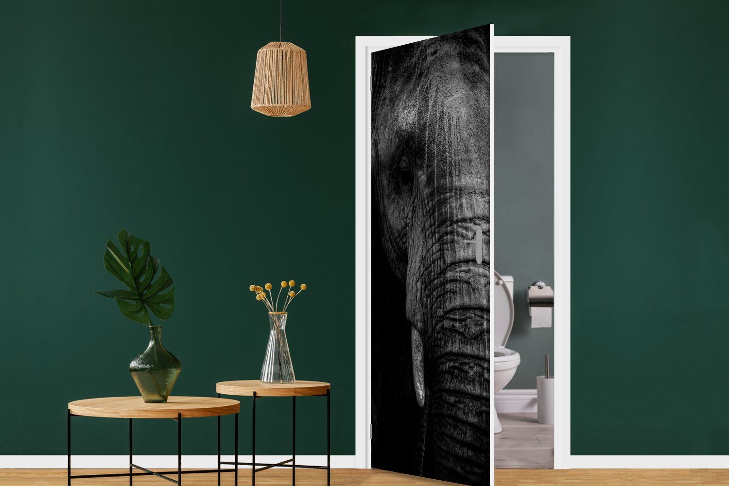 Türaufkleber, MuchoWow Porträt, cm Elefant 75x205 Matt, St), - für Tier Türtapete Tür, - Fototapete bedruckt, (1
