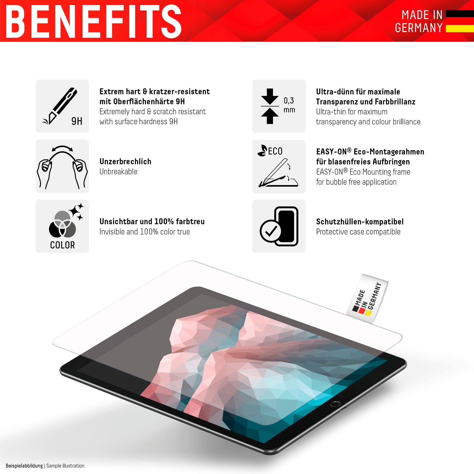 Displex Displayschutzfolie Tablet Glass iPad (7/8/9 Gen)/Air (3. Gen) für iPad (7/8/9 Gen)/Air (3. Gen) – Bild 5 von 5