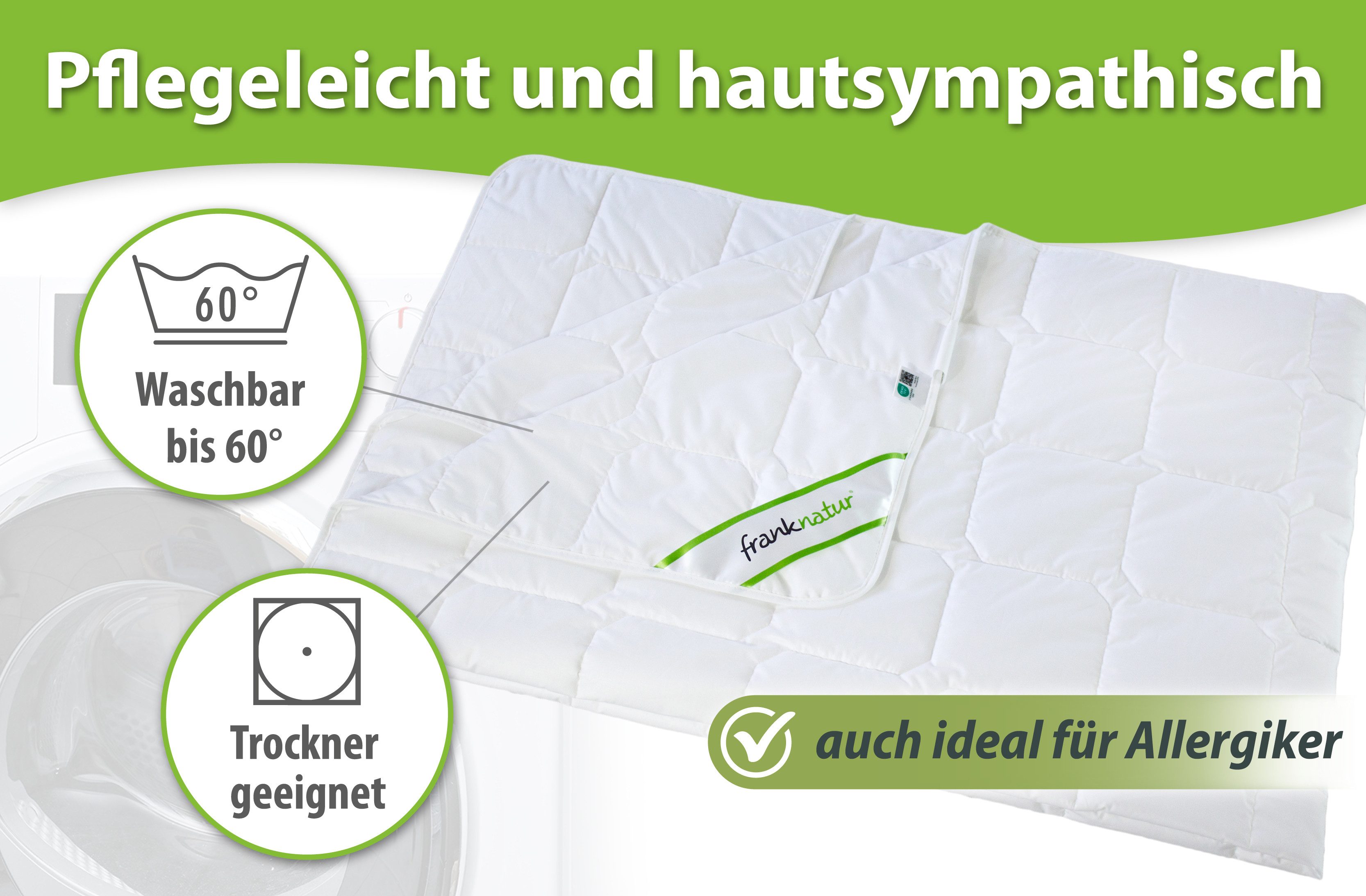 franknatur Naturfaserbettdecke Sommerdecke Lyocell, Füllung: 100% Lyocell/Tencel®, Bezug: 100% Baumwolle, extraleichte temperaturausgleichende Sommer-Bettdecke – Bild 3 von 5