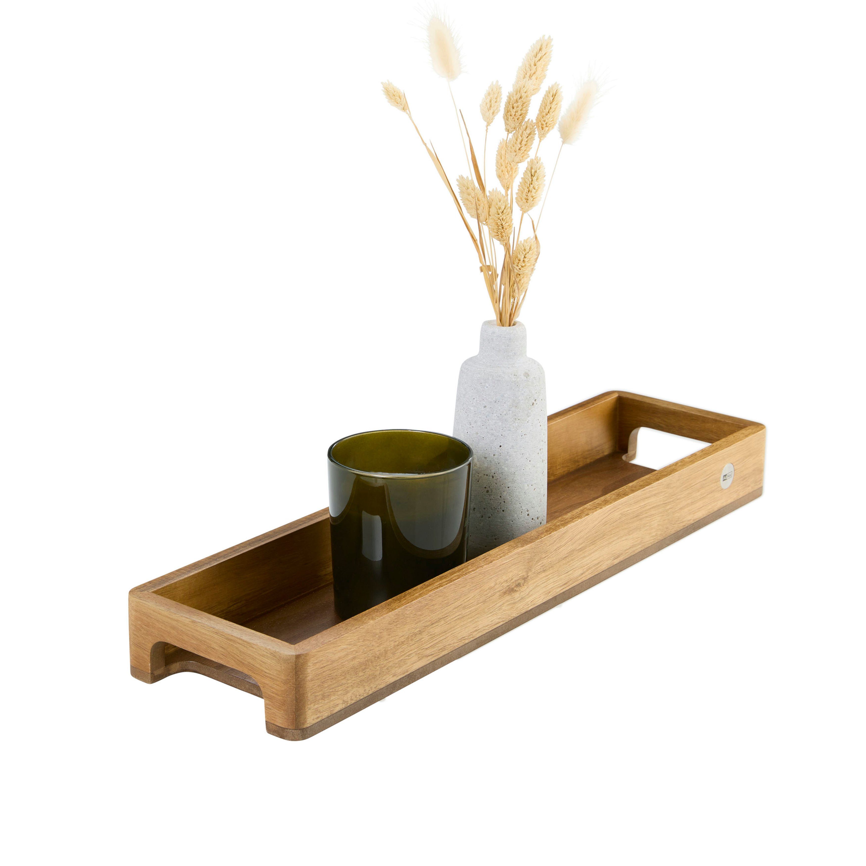 AdHoc Tablett SERVE SLIM, Akazienholz, Walnussholz, (1-tlg), hochwertiges Gewürz-, Getränke- oder Dekotablett 50x13 cm