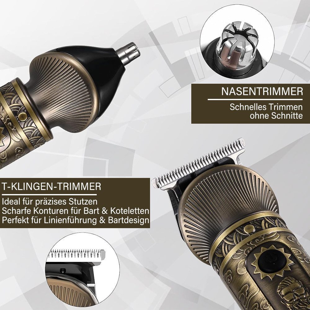 MOPUEA Haar- und Bartschneider T-Klingen-Haarschneider LED-Anzeige Folienrasierer 3 IN 1 Wasserdicht, Pflegeset T-Blade für Männer Frauen Kinder Professioneller Friseur, 1,5 Stunden Schnellladezeit, Nass- und Trockenbetrieb