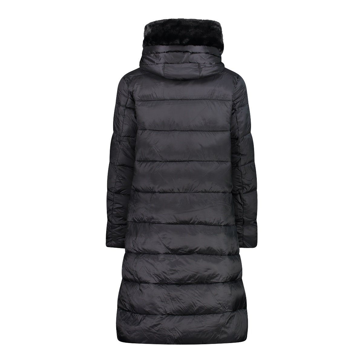 CMP Wintermantel Coat Fix Hood (Glanzeffekt, warm) schwarz Damen