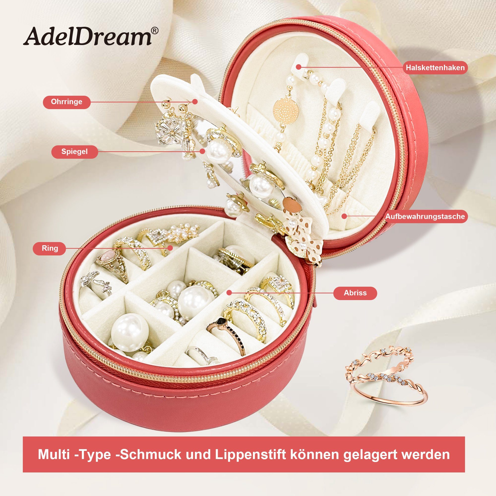 AdelDream Schmuckkasten Schmuckkästchen, Schmuck Organizer