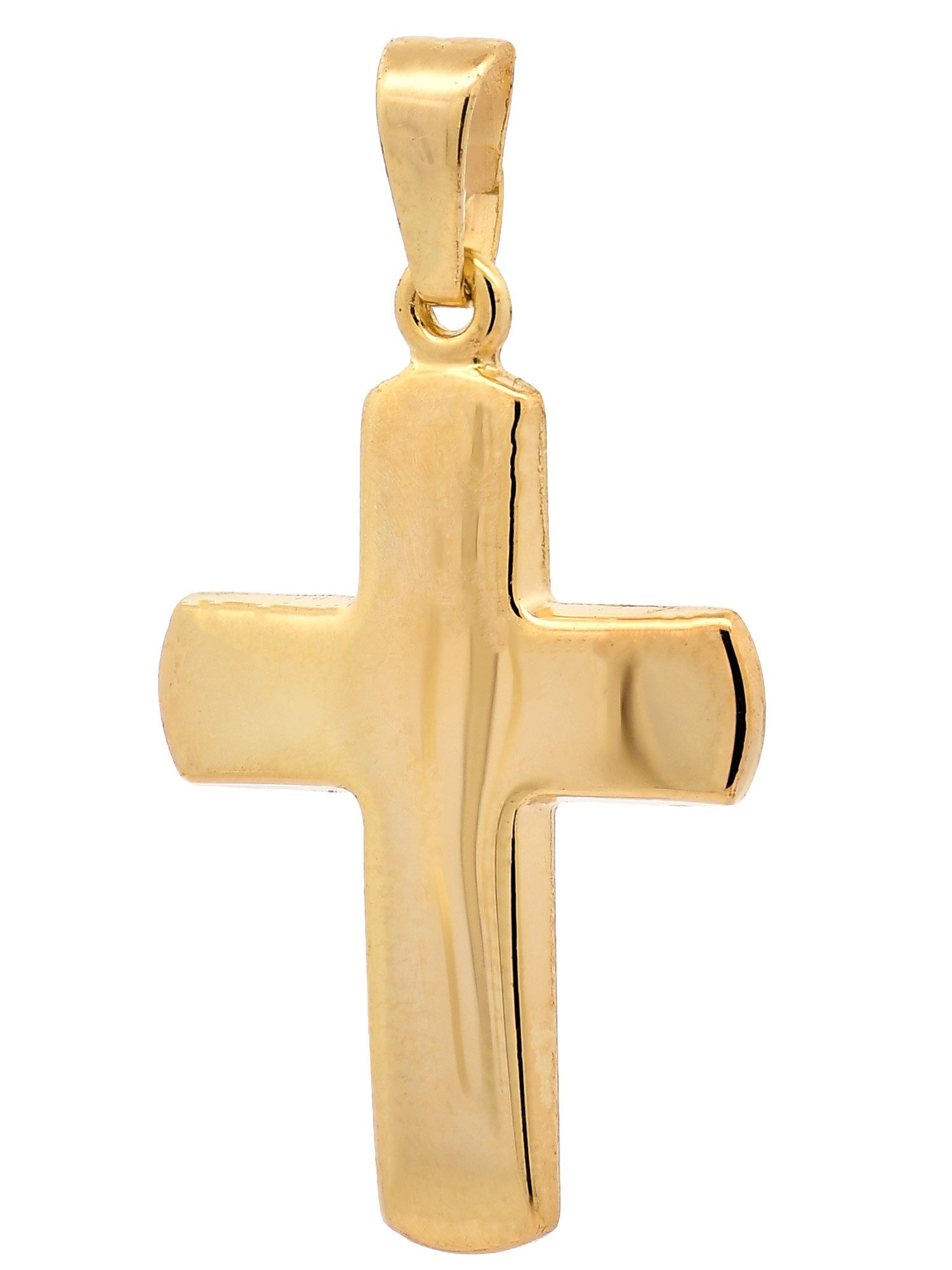 HOPLO Kreuzanhänger Gold Anhänger Kreuz mit Goldkette massiv 585 - 14 Karat Gold 36 cm, Made in Germany