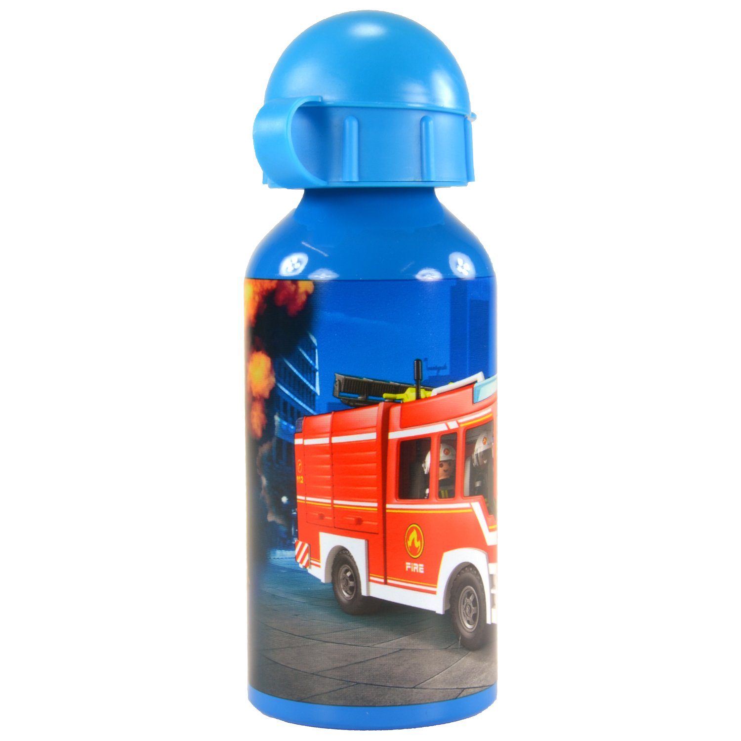 United Wasserflasche Blau - Aluminium Kinder 400 aus Action Trinkflasche Labels® Flasche Feuerwehr für Playmobil ml City Trinkflasche