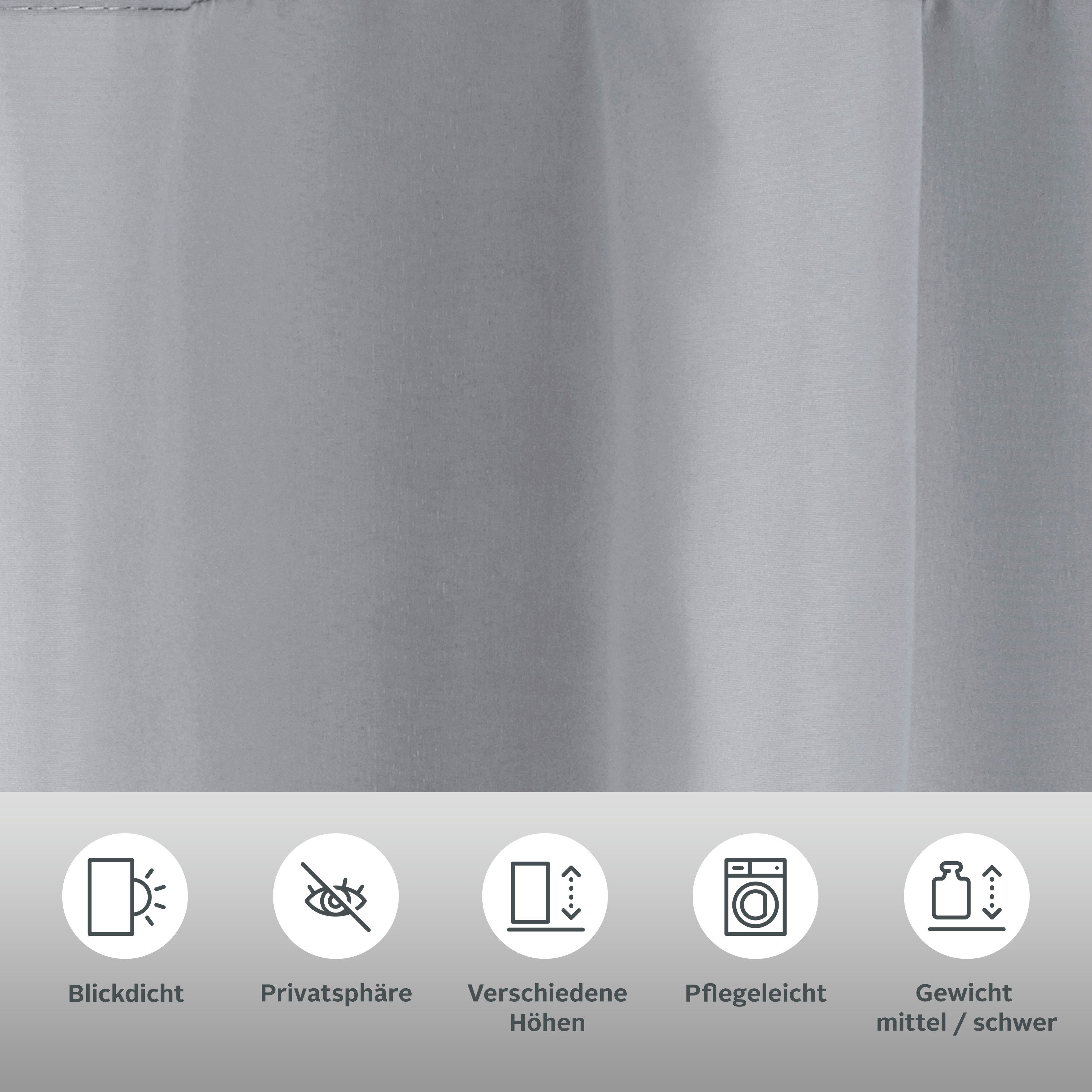 OTTO home Vorhang Raja (2 St), Schlaufen, blickdicht, Polyester, 2er-Set, Bestseller, einfarbig, modern, pflegeleichte Mikrofaser