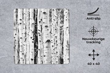 MuchoWow Gaming Mauspad Bäume - Holz - Schwarz und weiß - Natur (1-St), Mousepad mit Rutschfester Unterseite, Gaming, 40x40 cm, XXL, Großes