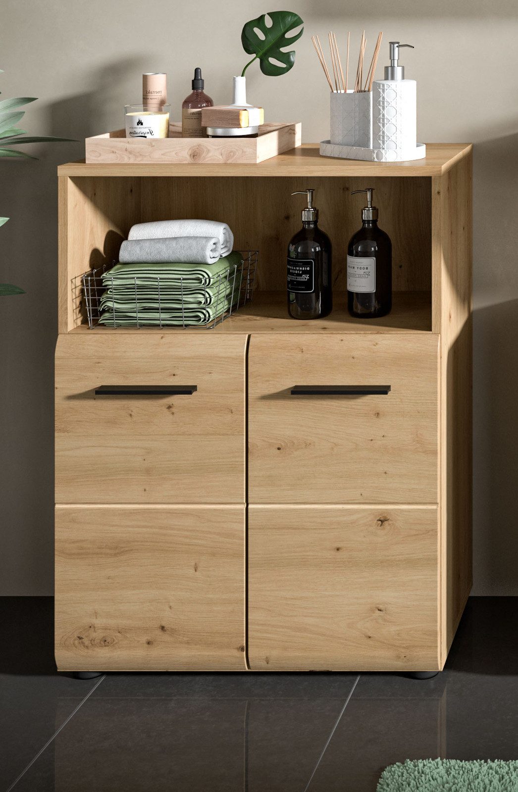 Inn.Furn Kommode Cover (Badschrank in Eiche Artisan, 2-türig, 60 x 80 cm), mit viel Stauraum – Bild 4 von 5
