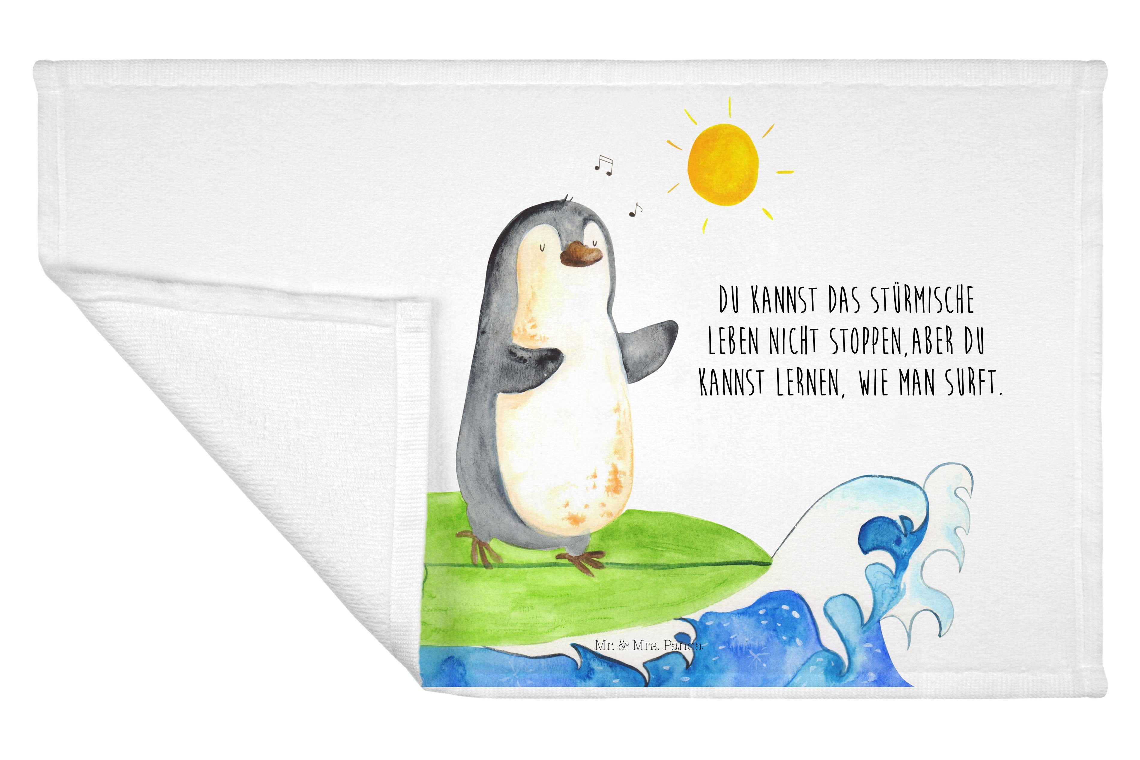 Mr. & Mrs. - Panda Handtuch Handtuch, Pinguin (1-St) Surfer Weiß Hand, Geschenk, Sport - Kinder surfen