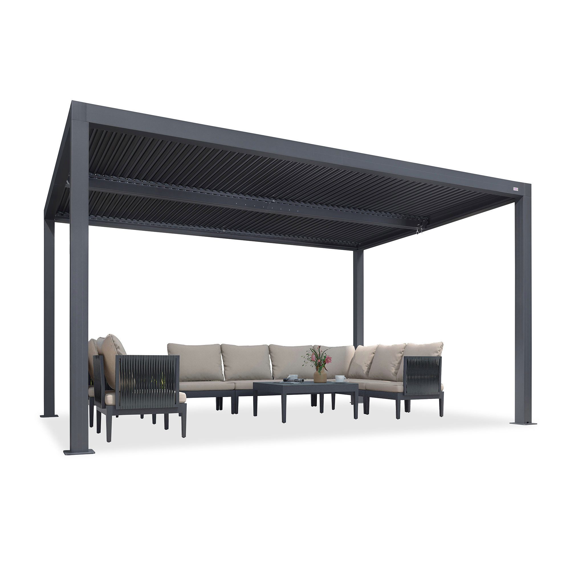 PURPLE LEAF Pergola Außenbereich Pergola mit Lamellendach, Hardtop Terrassenüberdachung, BxTxH: 300x424x240 cm, (1 Pergola), wasserdichte Gartenüberdachung für Balkon, Carport oder Grillplatz