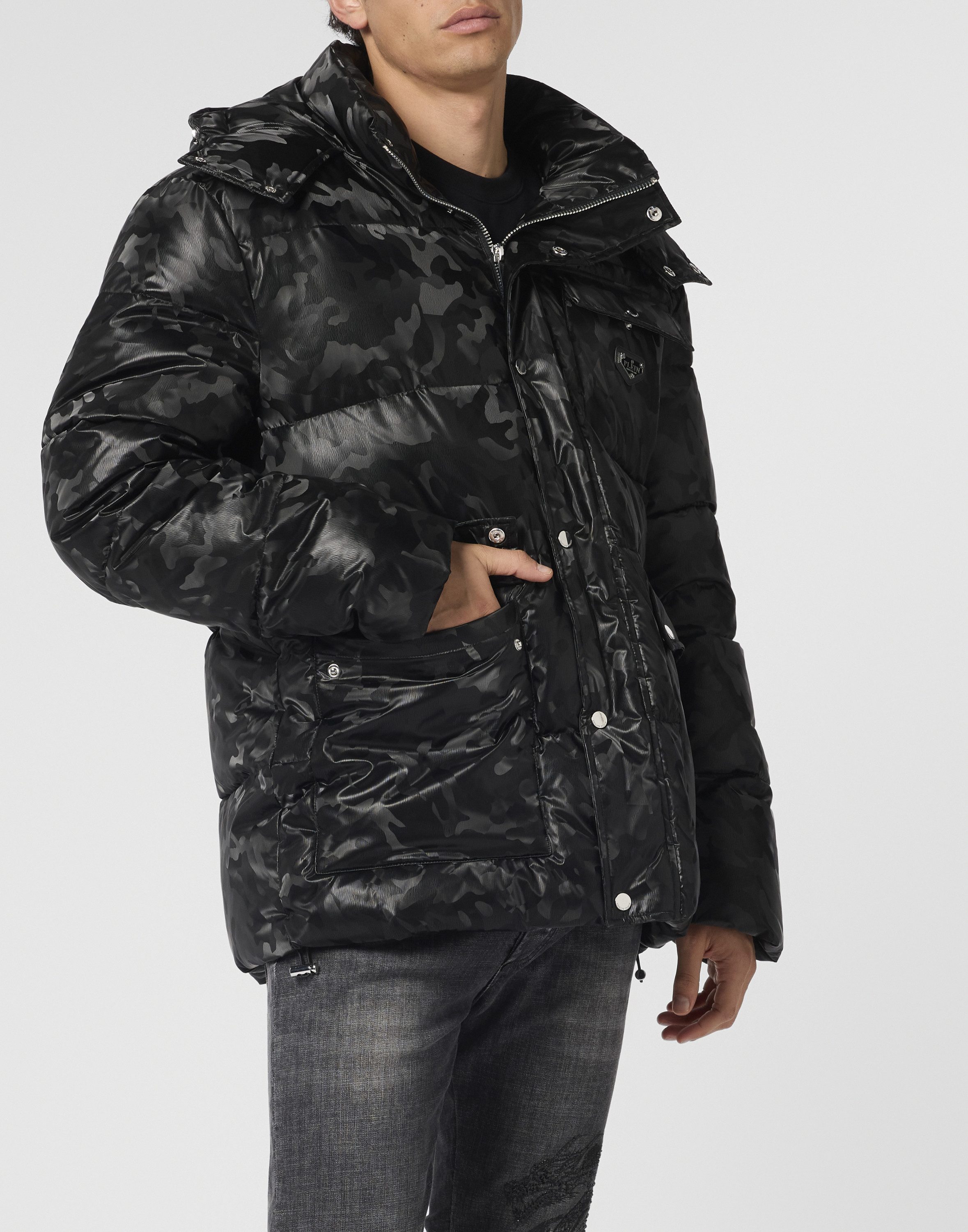 PHILIPP PLEIN Winterjacke Shiny Nylon Puffer Jacket Camouflage günstig online kaufen
