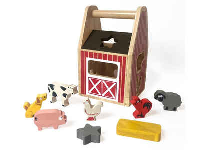 LK Trend & Style Steckpuzzle Hoftiere vom Bauern im Steckhaus - Kuh, Schwein, Hund & Co, 8 Puzzleteile, Formen zuordnen macht Spaß