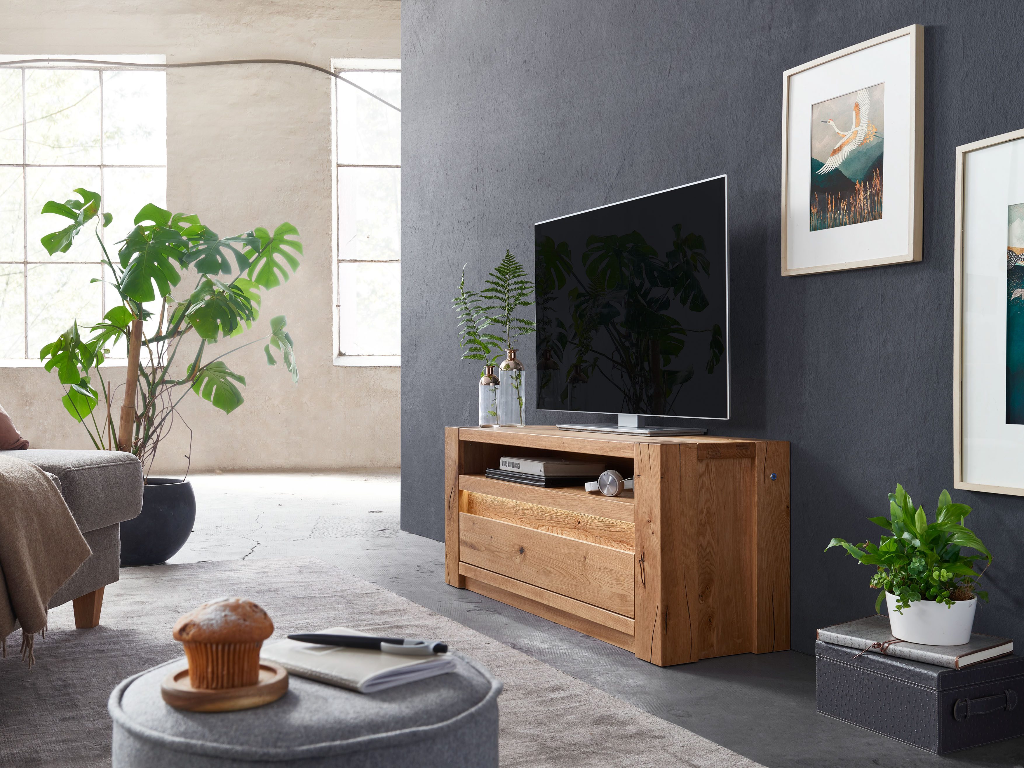 Woodroom Lowboard Mannar, Wildeiche massiv geölt günstig online kaufen