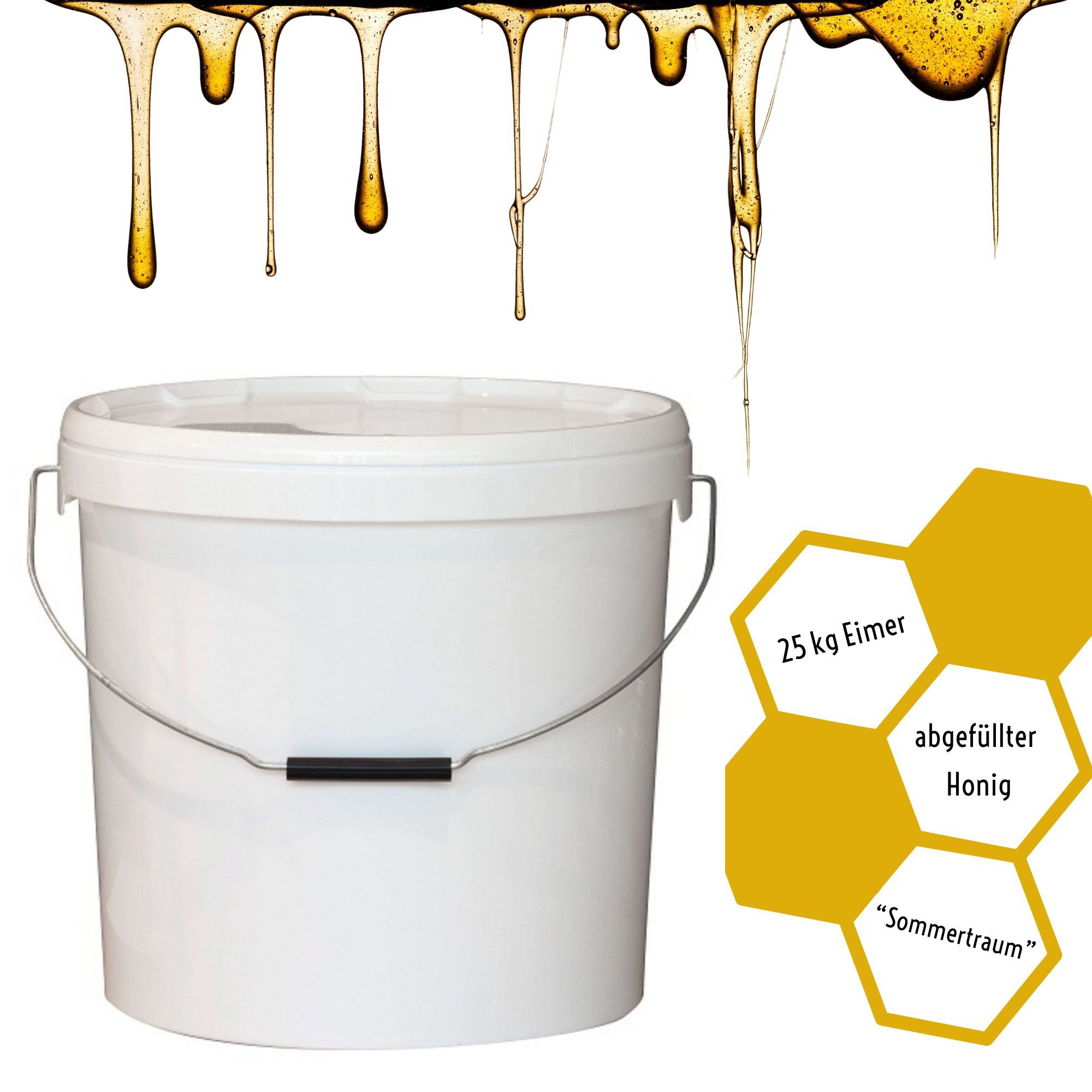 BIENEN SCHMIDT Honig "SOMMERTRAUM" verschiedene Größen, 1 x 25000 g, (25 kg Vorrats Eimer), Sommerblütenhonig aus Oberfranken, rein und natürlich, deutscher Honig