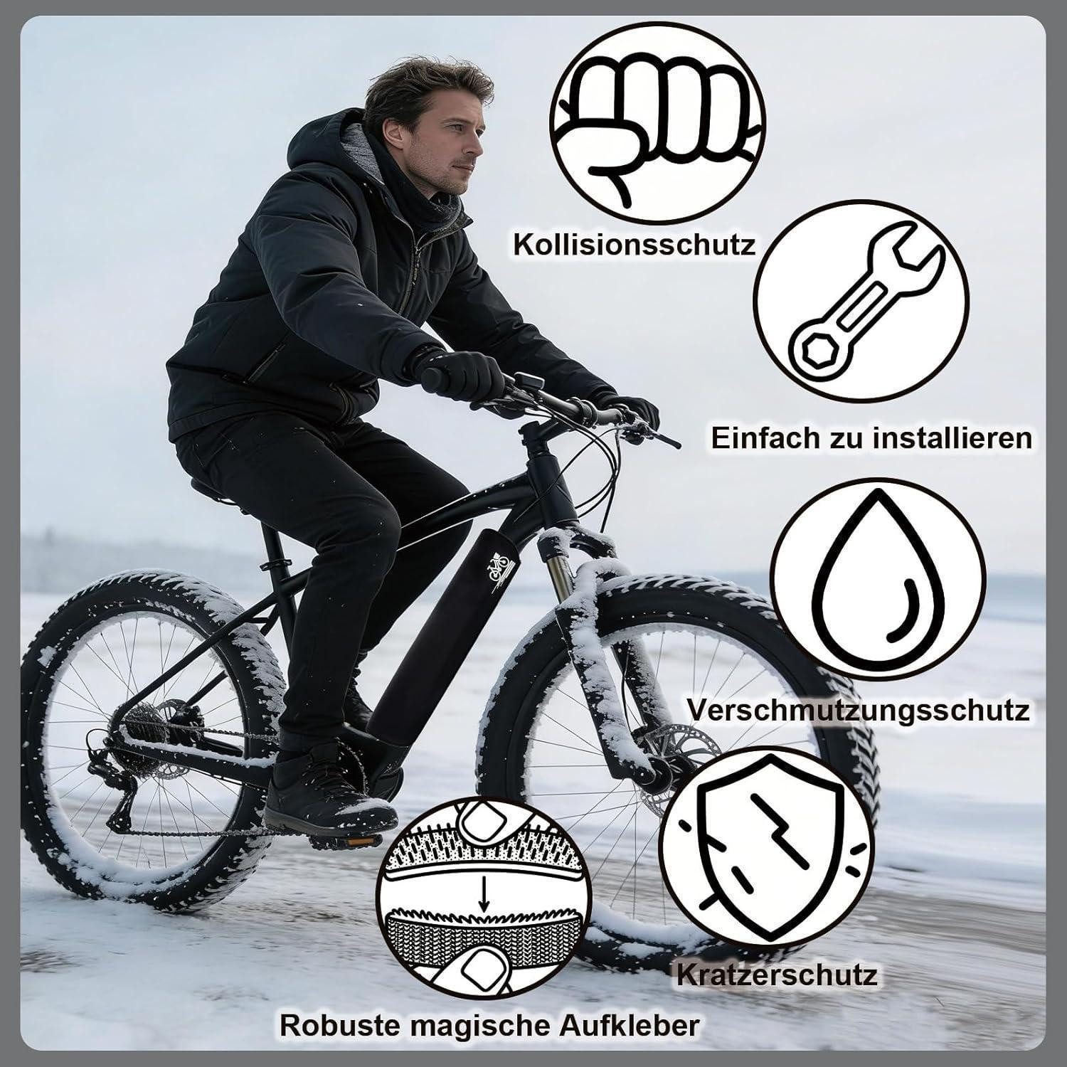 LuxusKollektion Akku-Schutzhülle Akku Schutzhülle Ebike Wasserdicht Schmutz 28-34 cm Schwarz#2