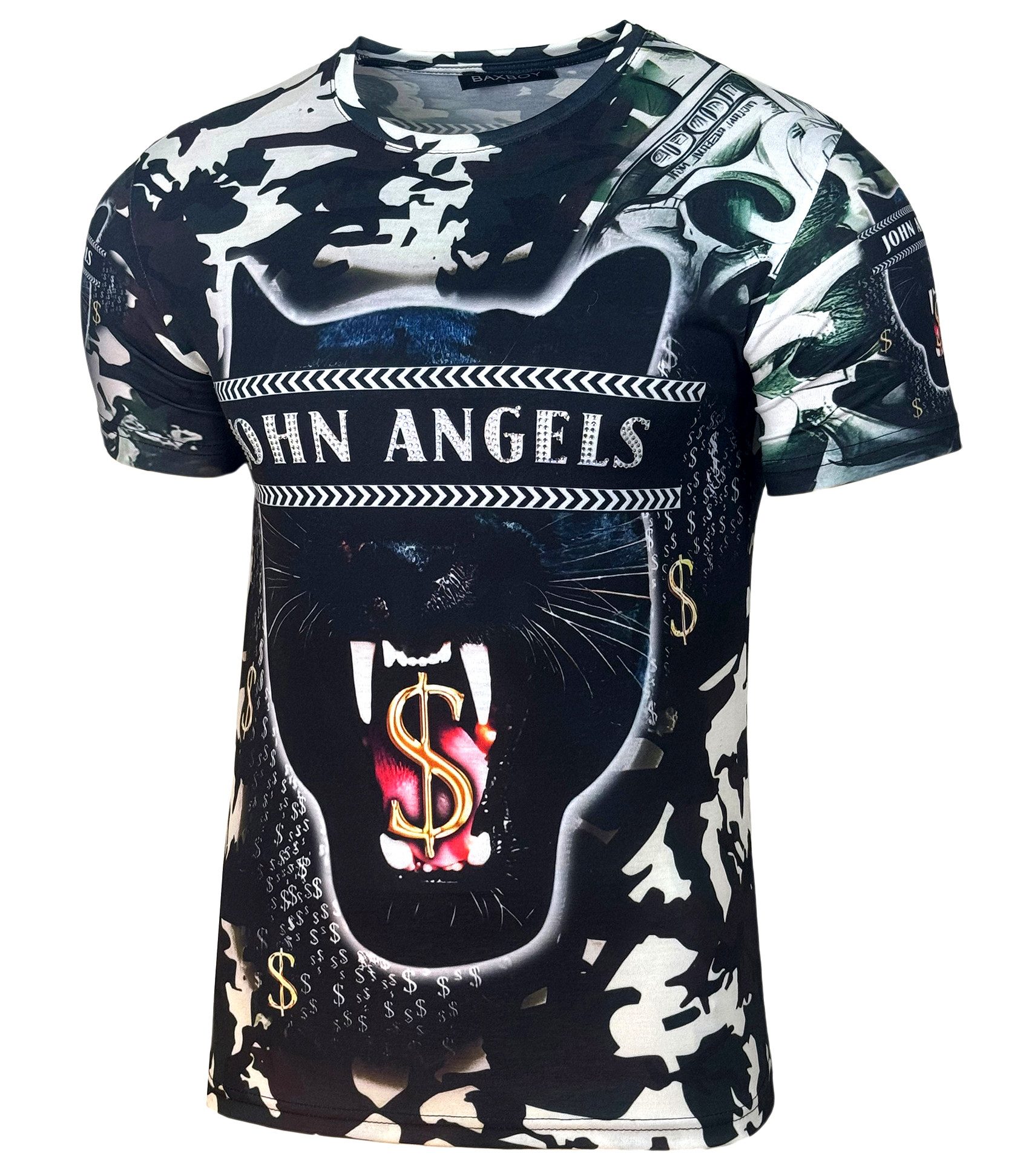 Baxboy T-Shirt Baxboy Moderner Männer Kurzarm Allover Print T-Shirt 220-229