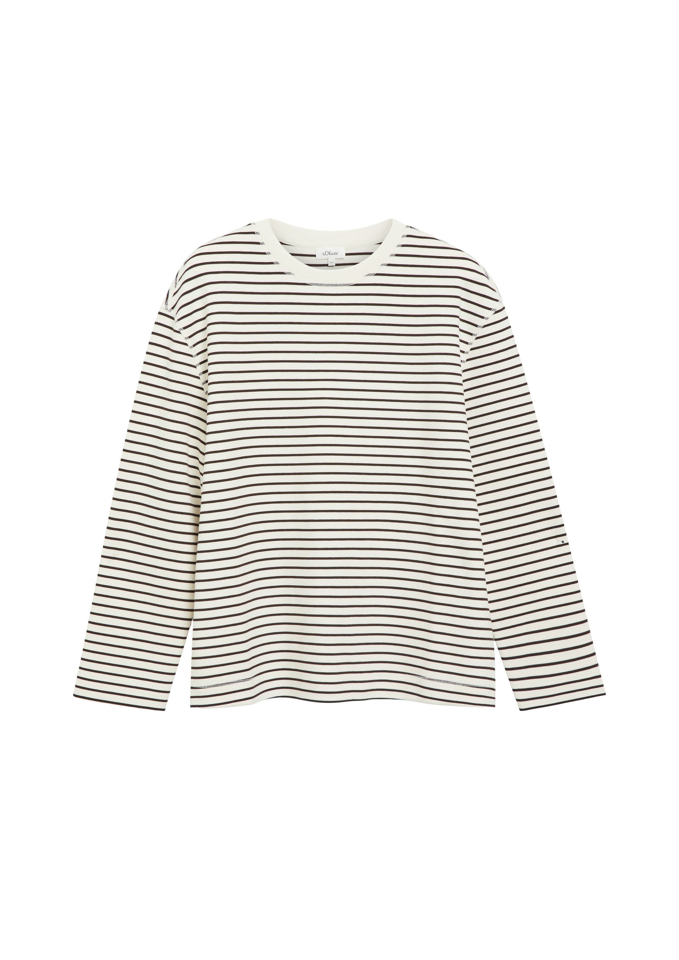 s.Oliver Sweatshirt Sweatshirt Scuba-Sweatshirt mit Ringeln im Relaxed Fit
