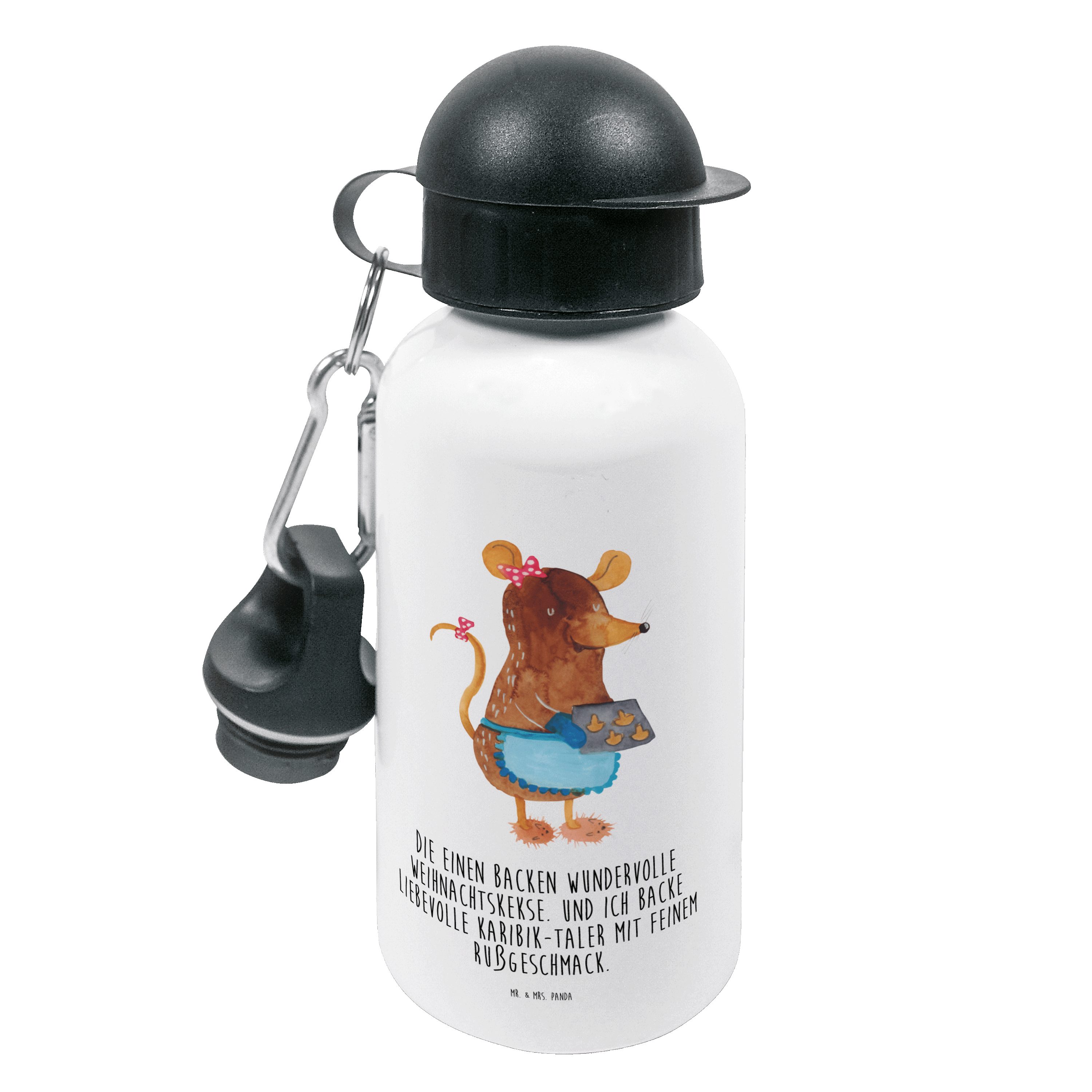 Mr. & Mrs. Panda Trinkflasche Maus Kekse - Weiß - Geschenk, Mädchen, Weihnachtsdeko, Trinkflasche