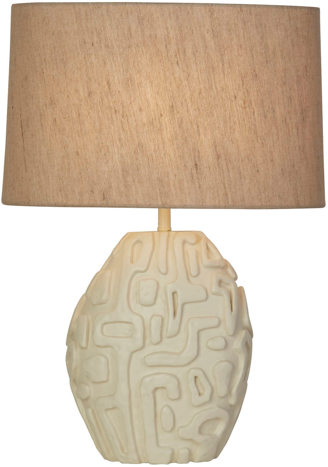 Searchlight LED Bilderleuchte Adelaide 1Lt Tischlampe, Cremeharz mit weißem Leinen-Shad, ohne Leuchtmittel