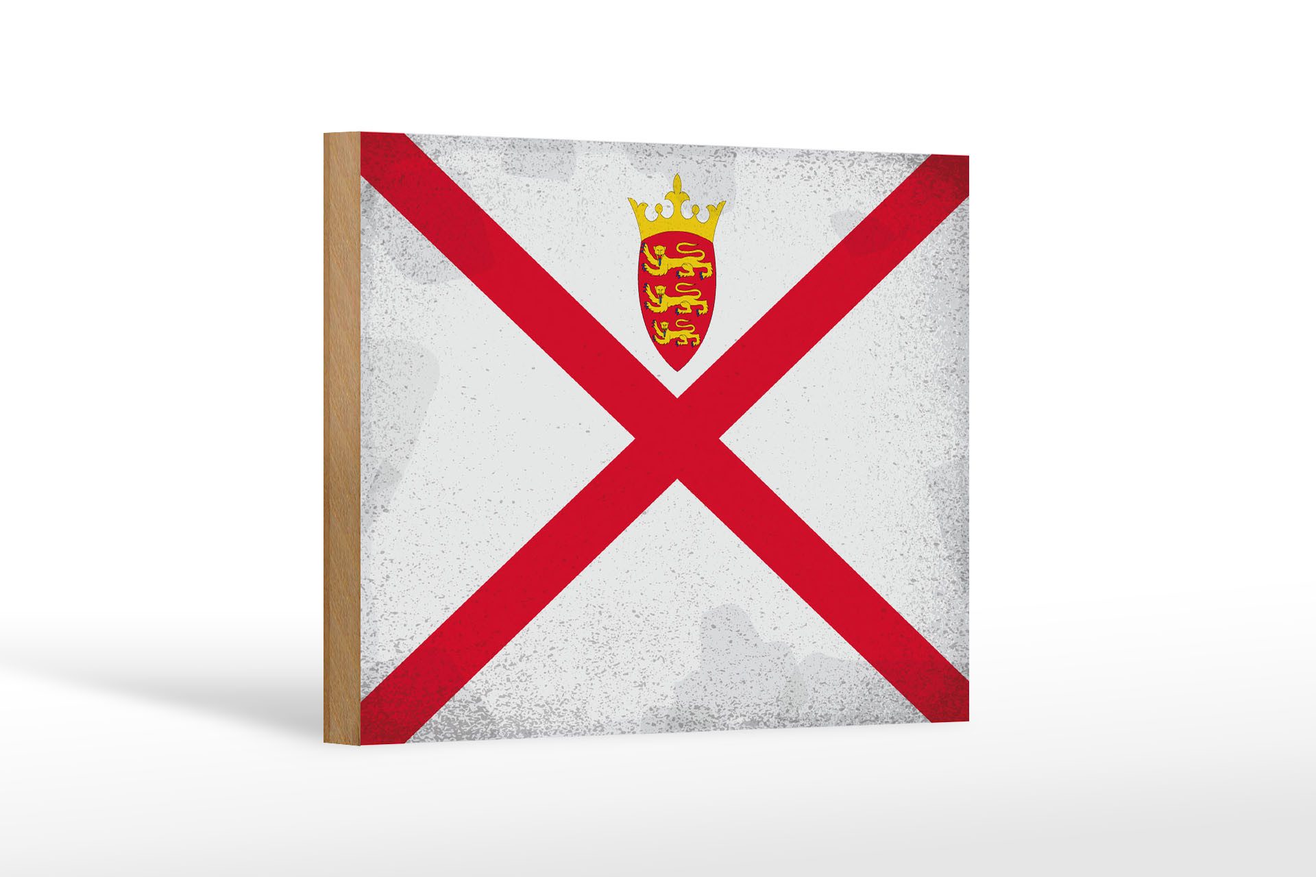 Femer GmbH Holzbild Flagge Jersey 18x12 cm Flag of Jersey Vintage, Flaggen (1 St), Glatte Holzfaserplatte (MDF), vorn beschichtet