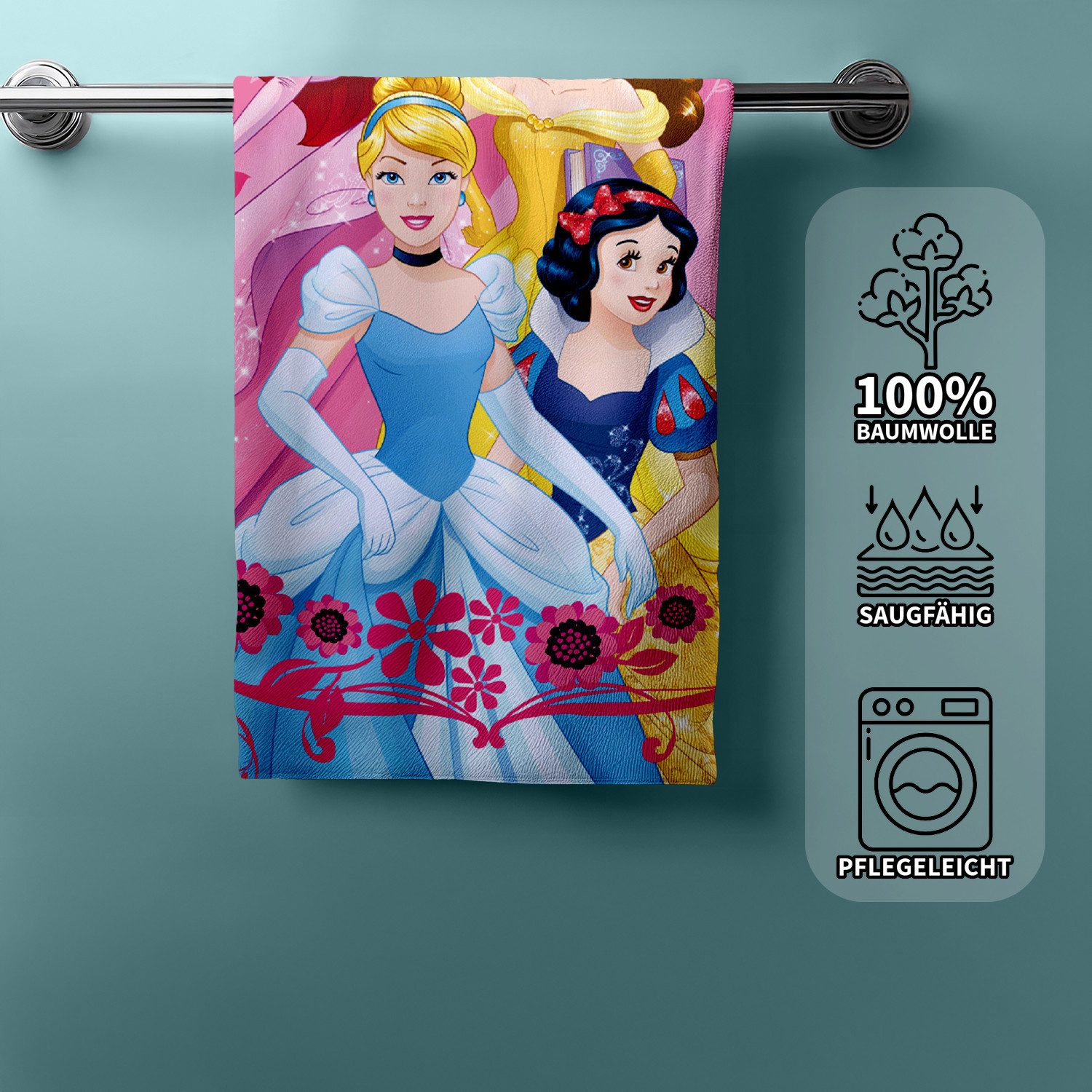 Jerry Fabrics Handtücher Disney Princess Duschtuch Strandtuch Badetuch 70 x 140 cm, (1 Duschtuch, 1-St), Langlebig