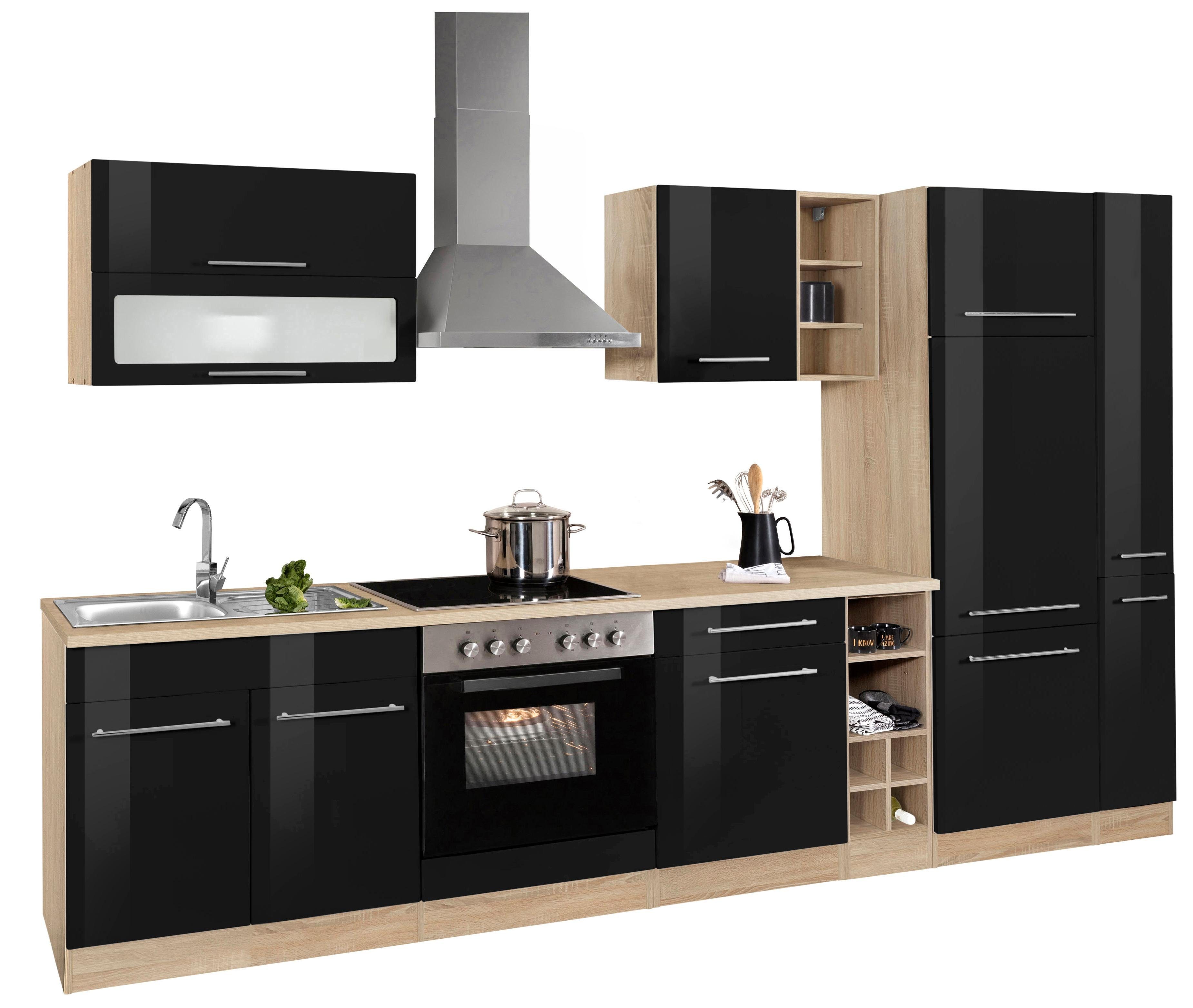 Front: schwarz Hochglanz | Korpus: eichefarben