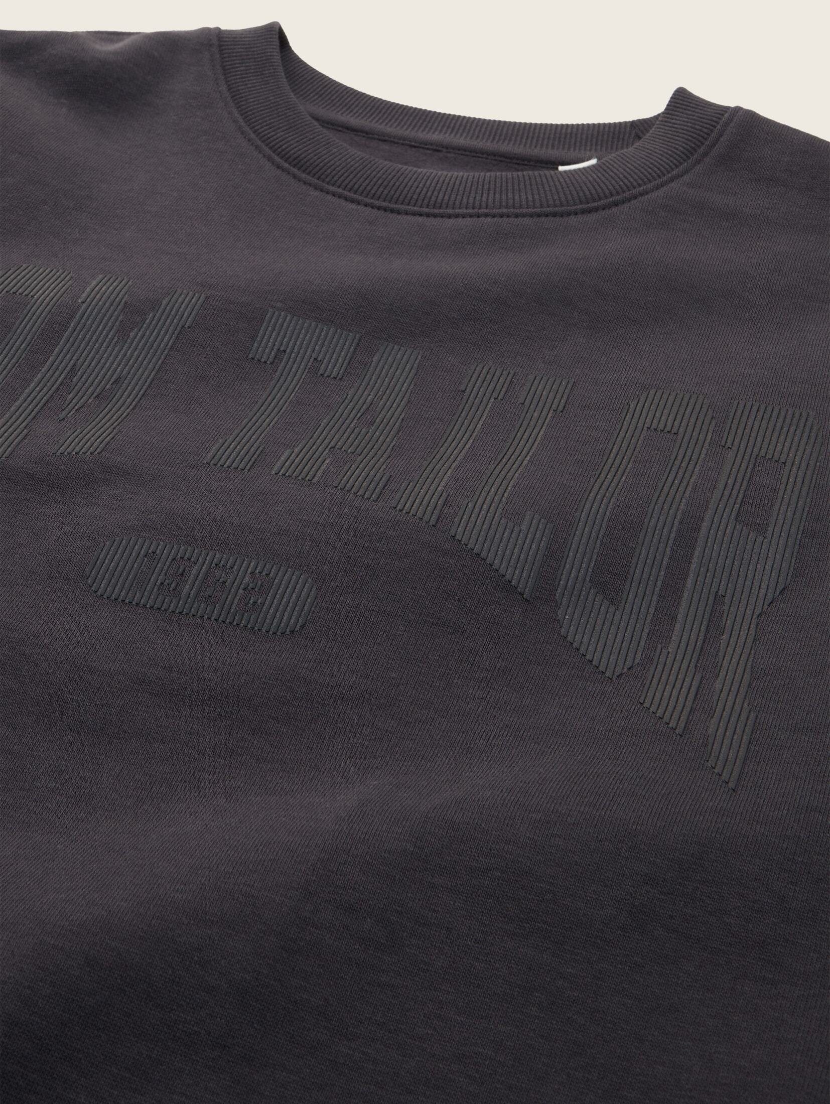 grey TAILOR TOM coal Print mit Logo Hoodie Sweatshirt