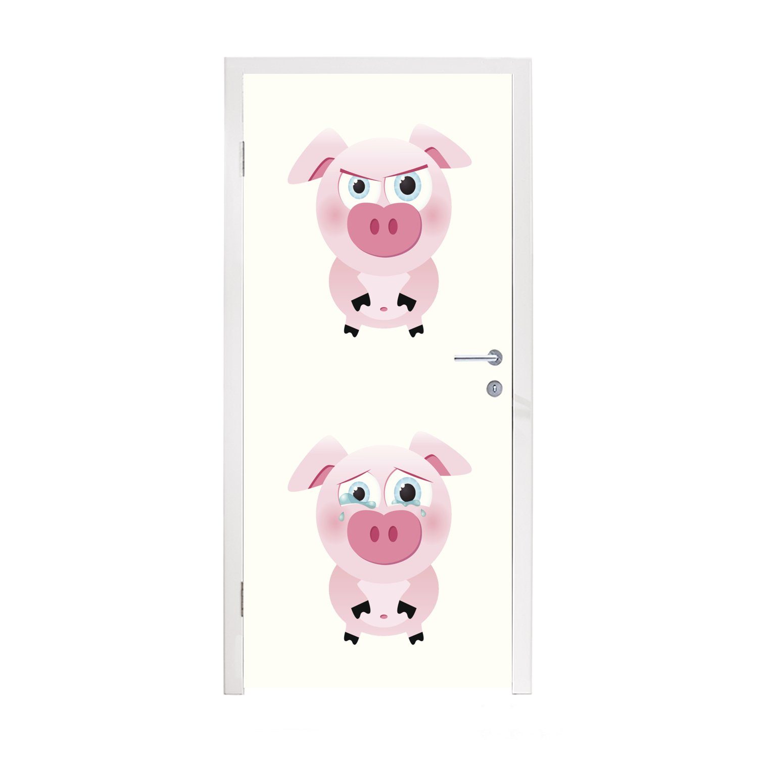 MuchoWow Türtapete Eine Illustration von sechs kleinen Schweinen, Matt, bedruckt, (1 St), Fototapete für Tür, Türaufkleber, 75x205 cm