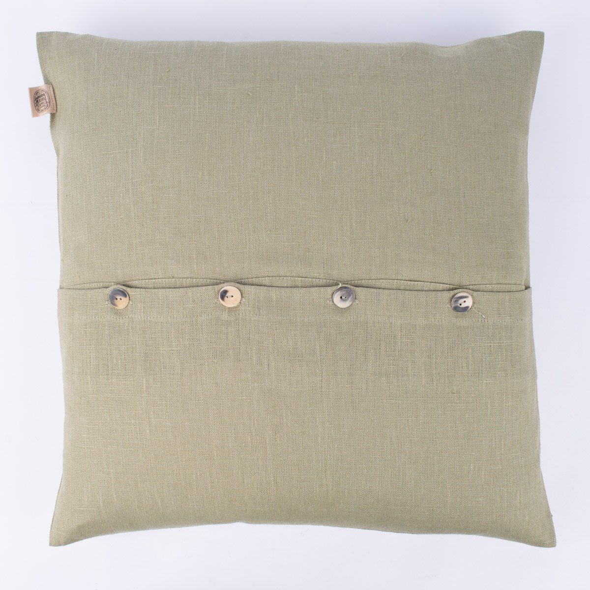 Dekokissen Kissenhülle Erik mit Knopfleiste aus 100 % Leinen 47x47cm salbeigrün