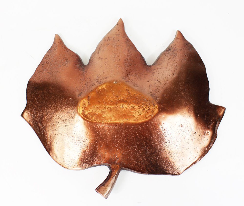 Arnusa Dekoschale Schale Herbstlaub aus Aluminium Bronze-Optik, 32x29 cm Dekofigur Tischdeko – Bild 4 von 4