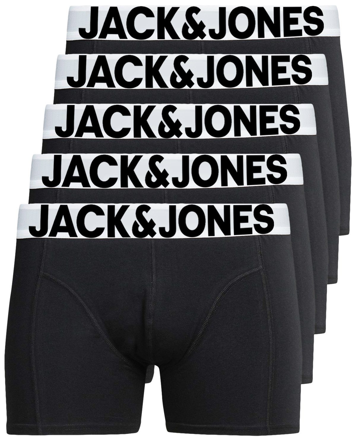Jack & Jones Boxershorts Solid (5-St., 5er Pack) gute Passform durch elastische Baumwollqualität schwarz